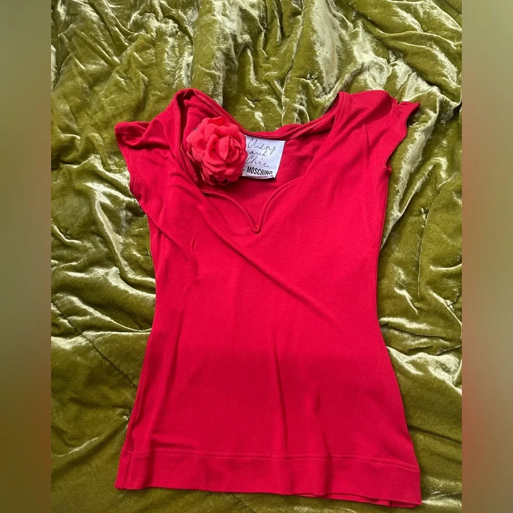 Moschino cheap and chic red heart neck vintage Y2K top - Picture 2 of 7